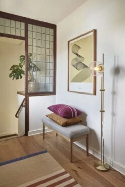 Hubsch Bank Met Kussen - Naturel/grijs -Hubsch hubsch bank met kussen naturel grijs 2