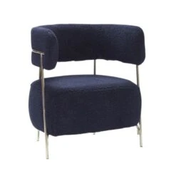 Hubsch Lounge Stoel Polyester/metaal - Blauw/nickel