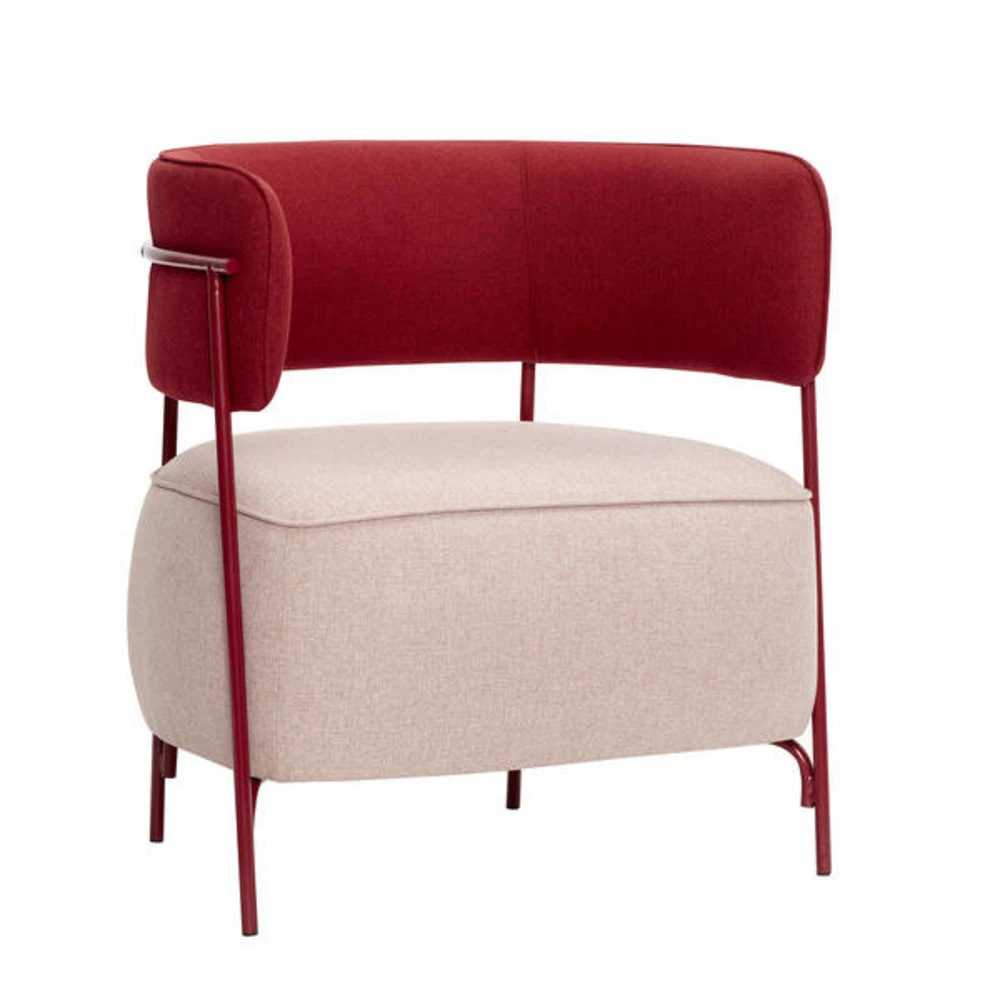 Hubsch Lounge Stoel Polyester/metaal - Roze/rood 3 Hubsch Lounge Stoel Polyester/metaal - Roze/rood