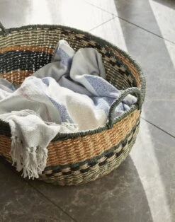 Hubsch Manden Met Handvatten - Groen Set Van 2 Stuks -Hubsch hubsch manden met handvatten groen set van 2 stuks 1