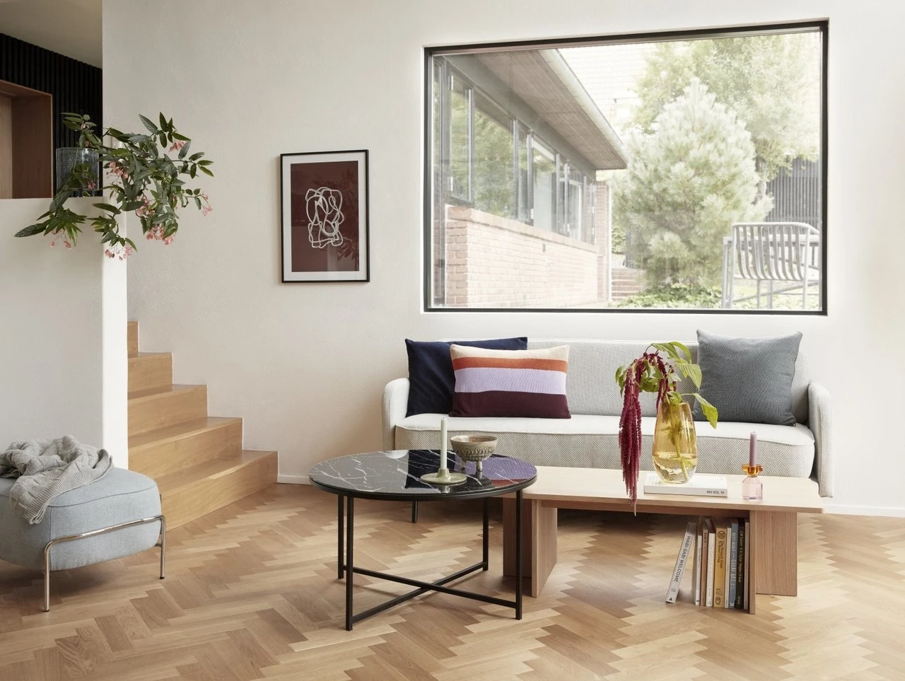 Hubsch Salontafel Metaal/glas - Marmer Zwart 4 Hubsch Salontafel Metaal/glas - Marmer Zwart - Afbeelding 2