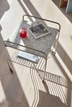 Hubsch Trolley Metaal/terrazzo - Nickel/wit -Hubsch hubsch trolley metaal terrazzo nickel wit 3